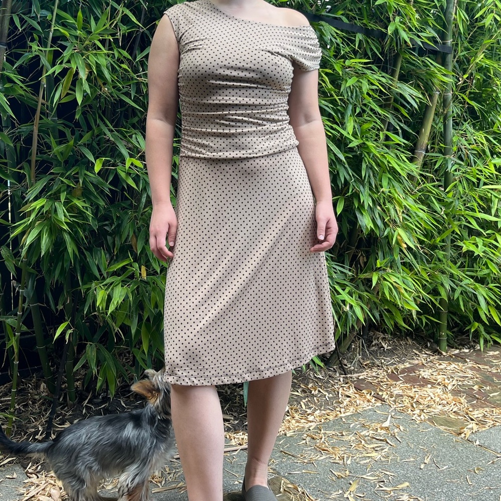 Polka dot boat neck dress